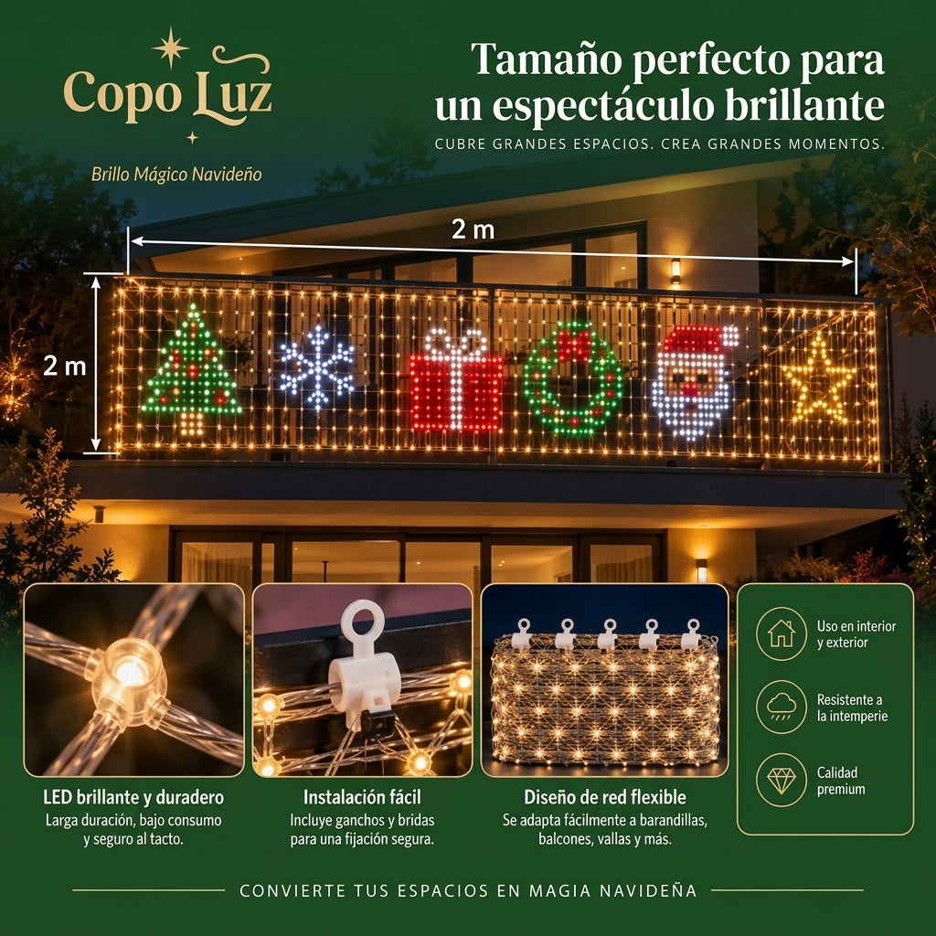 Cortina de luces LED Copo Luz: efecto cascada, control por app y uso en interior y exterior